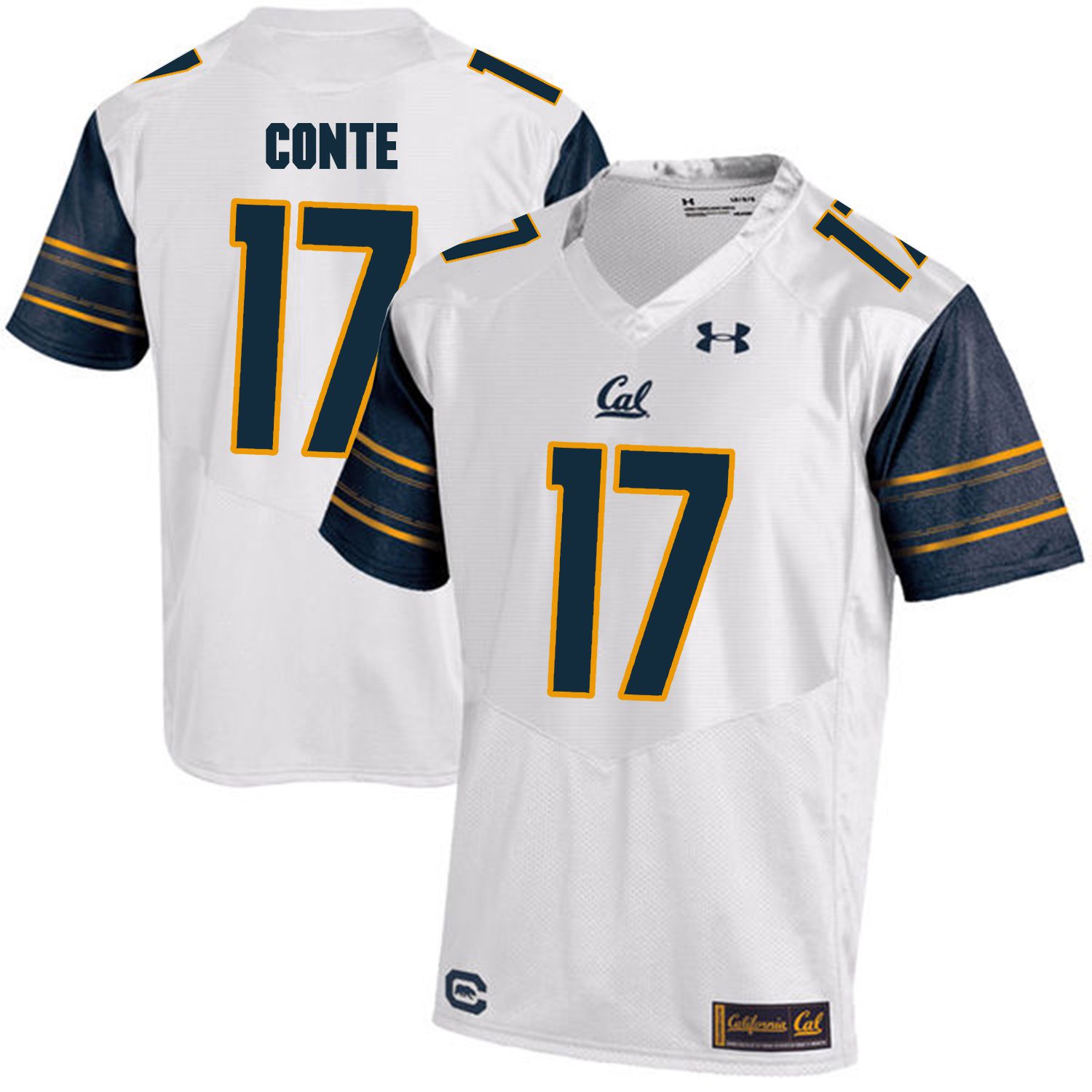 Men California Golden Bears 17 Chris Conte White Customized NCAA Jerseys1